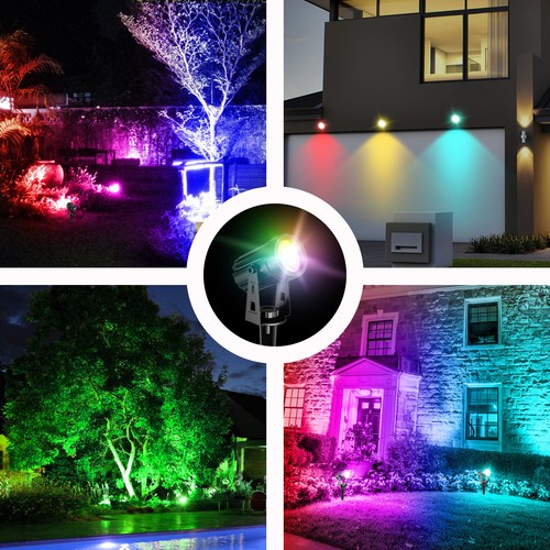 1/2/4 Solar Spotlight Outdoor Garden RGB Light Landscape Spot Lights for Pathway - Picture 21 of 22
