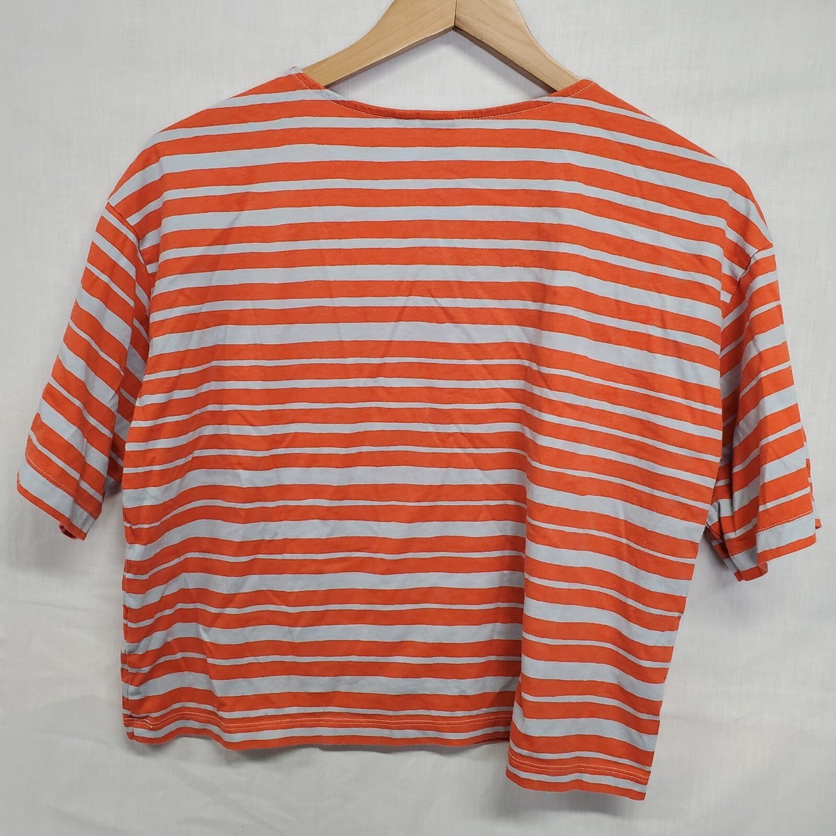 ユニクロMarimekko リネンコットンスカート S オレンジ　日本未販売 Marimekko Uniqlo Size S Top Orange Gray Stripe Crop Short