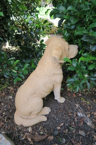 LABRADOR SITTING DOG PUPPY GIUDE DOG ANIMAL GARDEN STATUE ORNAMENT MEMORIAL - Picture 3 of 7