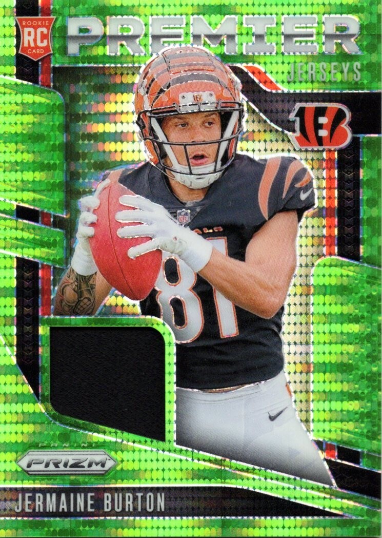 2024 Panini Prizm - Premier Jerseys Jermaine Burton #PJ-JBN Neon Green Pulsar...