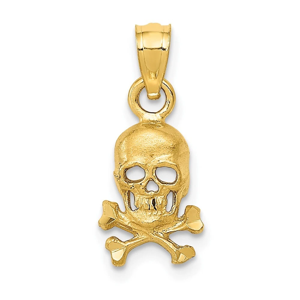 10K Yellow Gold Skull and Cross Bones Pendant eBay