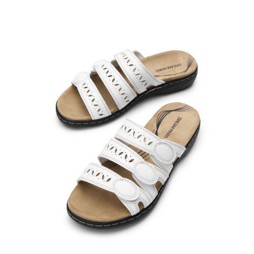 Women Arch Support Casual Walking Sandals Low Wedge Slide Flat Sandals - Picture 31 of 32