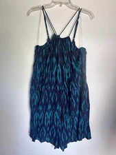Xhilaration Women Blue and Green Teal Romper Sleeveless Shorts Size XXL Boho