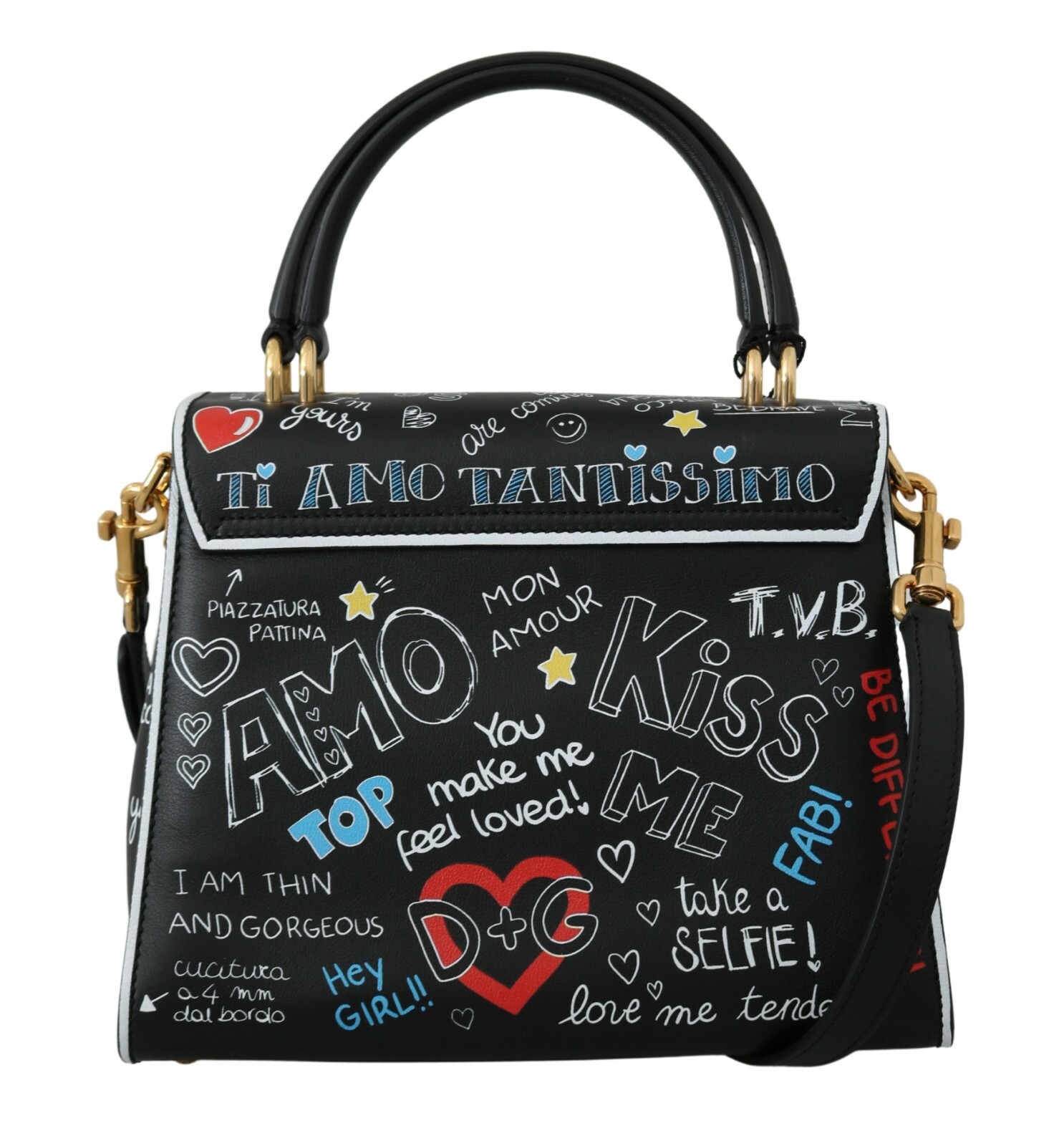 DOLCE & GABBANA Bag WELCOME Purse Black Leather DG Heart Crossbody RRP  $4300 8051124587795 | eBay