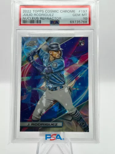 JULIO RODRIGUEZ 2022 TOPPS CHROME COSMIC NUCLEUS REFRACTOR PSA 10 ROOKIE #197 JC