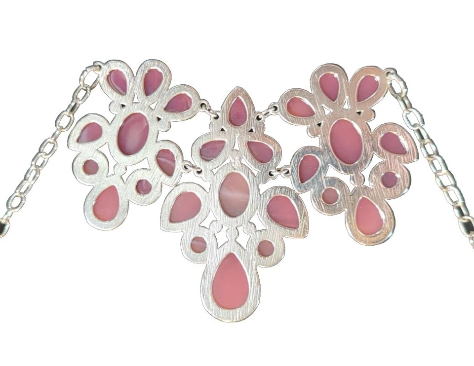 "Angel Mist" Necklace By Premier Design Jewelry Pink Floral Runway Statement - Image 2 of 4