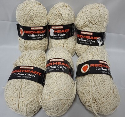 Coats & Clark RED HEART  Beige 100% Cotton Capri Yarn Lot  6 Skeins Same Dye Lot