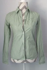 American Eagle Outfitters Favorite Shirt 4299 Women Green Stripe Button Up Sz 0