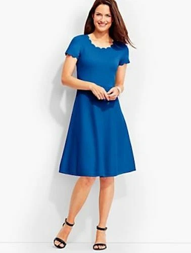 NWT TALBOTS Deep Blue Sea Scalloped Trimmed Sweater Dress X Plus