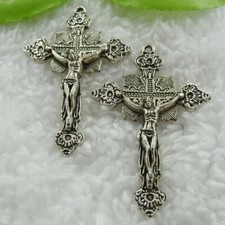 Free Ship 64 pcs tibet silver Jesus cross charms pendant 48x31mm B565