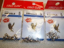 3-Eagle Claw 01103-005 Crome 6-Crane Swivels Size 5 (d-4467)