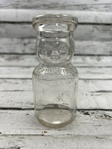 Vintage Brookfield Dairy geprägtes Baby Gesicht halbes Pint Milchflasche Hellertown PA