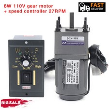 Reversible AC Gear Motor Electric Variable Speed Controller 27 RPM/MIN 1:50 110V