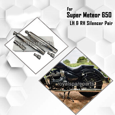 Fit Für Royal Enfield Super Meteor 650 Powerage Poliert Auspuff Silencer Paar