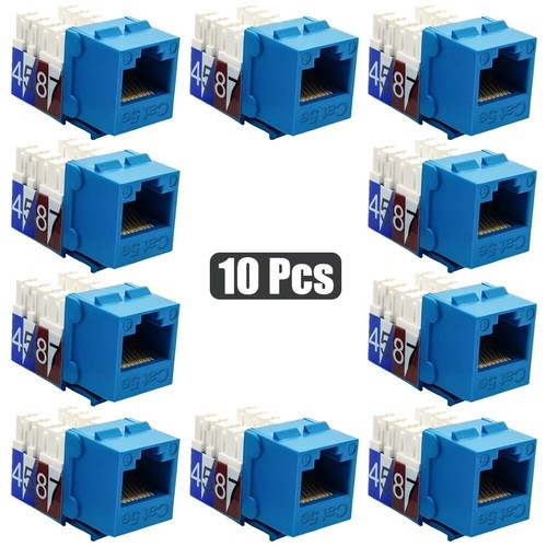 10 Pcs Cat5E RJ45 Ethernet LAN Network Keystone Jack 110 Punch Down ...