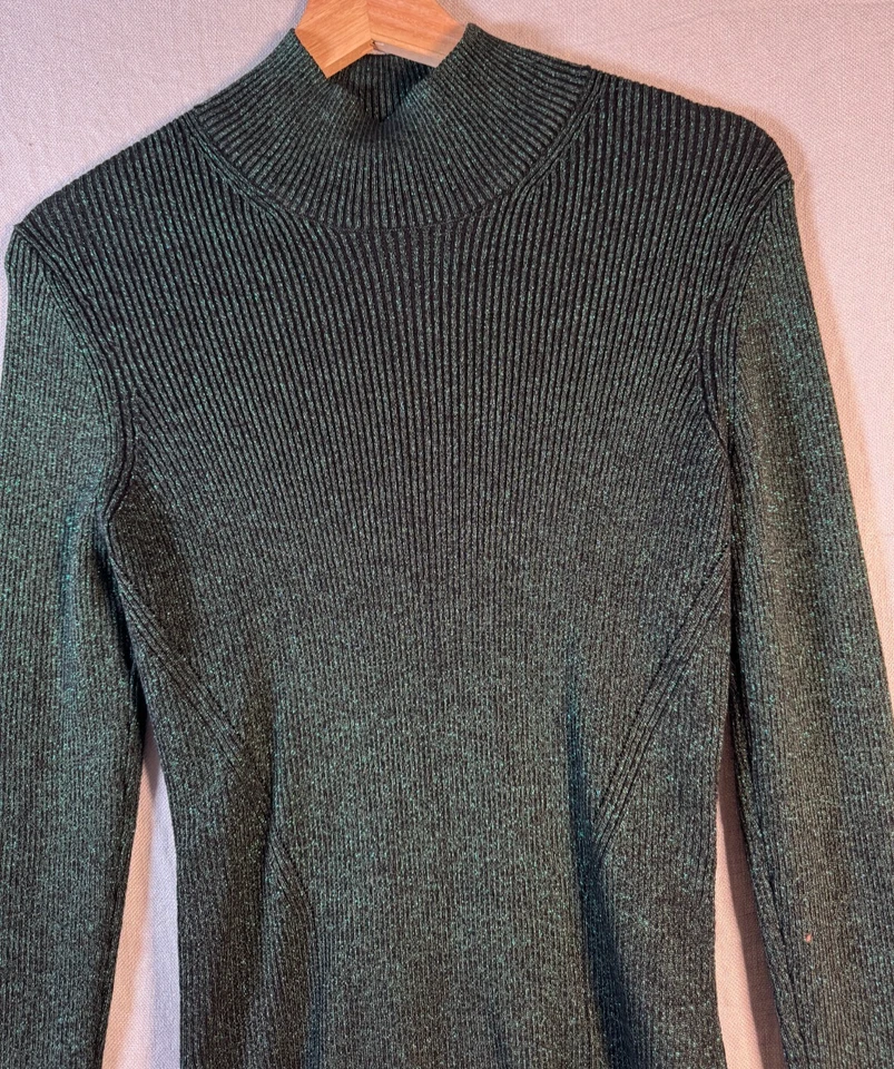 Suéter DVF Diane Von Furstenberg Cuello Simulado M Verde Metálico Mezcla de Lana Merino Foto 2 de 4