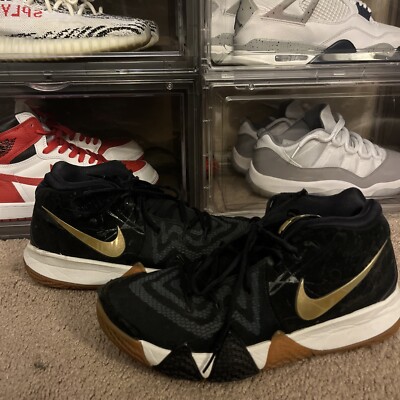 NIKE Kyrie 4 Pitch Blue Gold Basketball Shoes Size 8.5 Nike Kyrie 4 Basketball Shoes Pitch Blue Metallic Gold Mens  main image 3