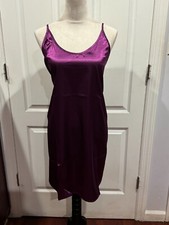 Wmn's Lingerie Satin Nightgown Slip Purple Thin  Soft Sz 2XL 28"Lx17"W