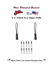 2- Grey Nylon Zipper Pulls for Backpacks-Coats-Jackets-Handbags US SELLER 