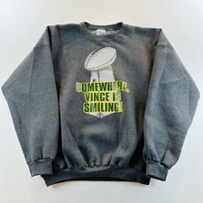 VTG 1996 Green Bay Packers Super Bowl XXXI Champions Sweatshirt Vince Smiling XL