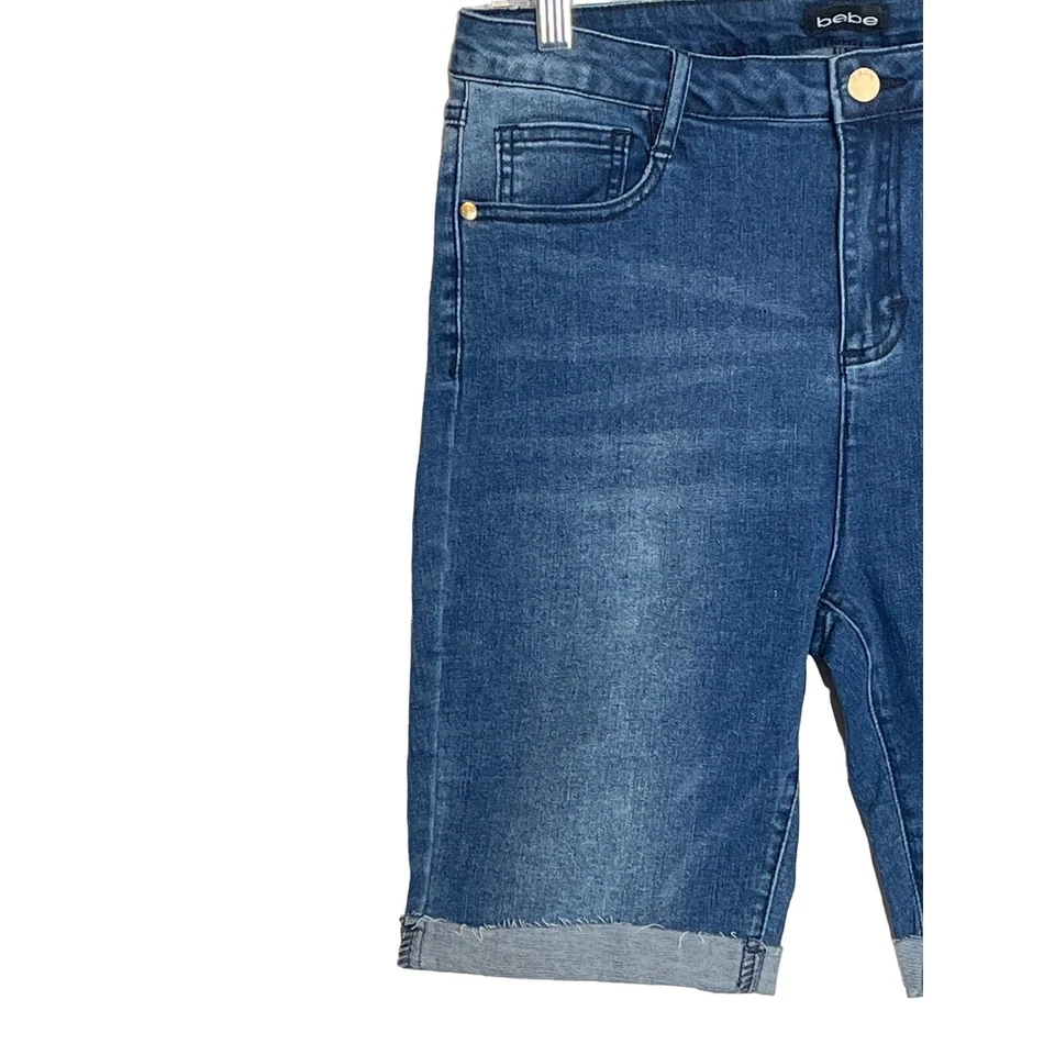Pantalones Cortos Bebe Para Mujer Talla 30 Medianos Azul Jean Elástico Denim Tiro Alto Bermudas Casua Foto 2 de 4