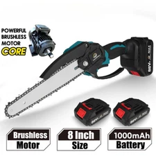 8 Inch Brushless Electric Chain Saw Handheld Chainsaw Rechargeable Wood Cutter