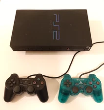 Sony PlayStation 2 PS2 Fat Console Cables 2 Controllers Game and Card Very Nice!