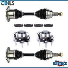 Front Cv Axle Wheel Bearing Hub Brake Pads For Gmc Sierra 1500 2000-2006