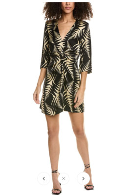 ba&sh DANUDE 3/4 SLEEVE PRINT BLACK MINI DRESS sz XS