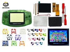 Nintendo Game Boy Advance GBA V2 IPS LCD Kit Housing Shell CLEAR GREEN PRE-CUT