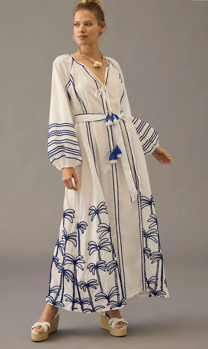 Anthropologie LACE The Label Embroidered Peasant Maxi Dress Size M | eBay