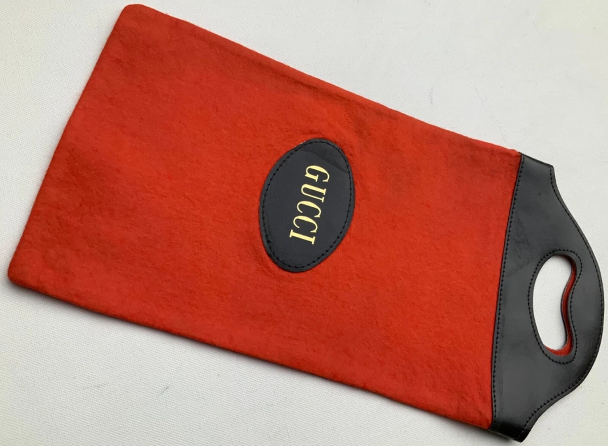 GUCCI Tote Handbag Dust Bag Clutch Orange Wool Felt