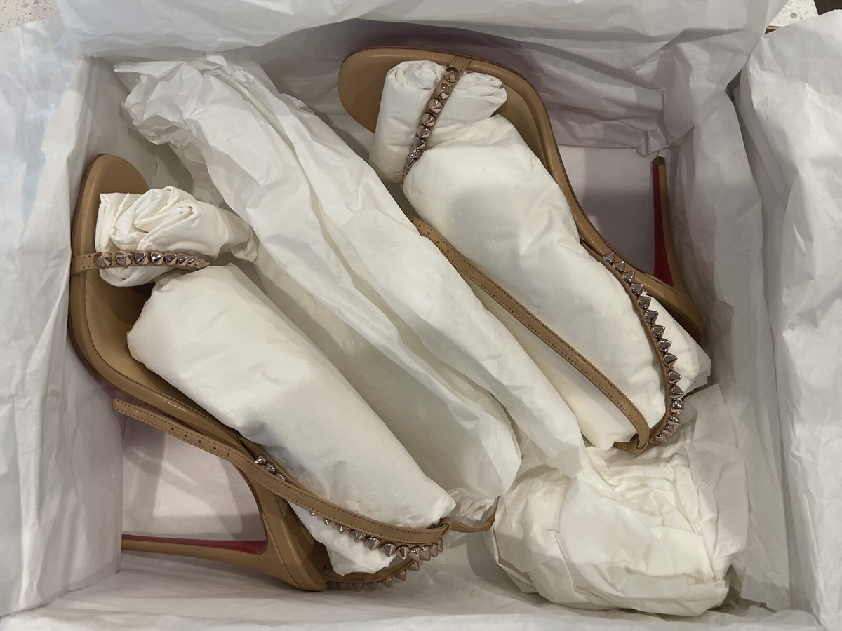 NEW IN BOX Louboutin SO ME 100 NUDE / PINK BRONZE Stud Sandals 