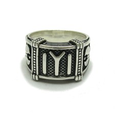 Anello uomo argento sterling massiccio 925 antico simbolo bulgaro e ascia fatto a mano