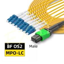 MPO Male to 4 LC Duplex 8F Single Mode OS2 Optical Fiber Breakout Jumper Cable