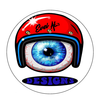 Evel Al's Designs Retro Sticker Decal Logo Motorcycle Eyeball Helmet | eBay