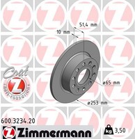 2X Zimmermann Bremsscheibe Coat Z 600.3234.20 FüR VW Golf Audi A3 Plus EOS Skoda