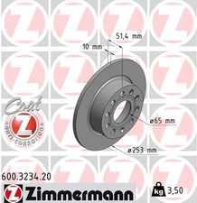 2x ZIMMERMANN Bremsscheibe COAT Z 600.3234.20 für VW GOLF AUDI A3 PLUS EOS SKODA