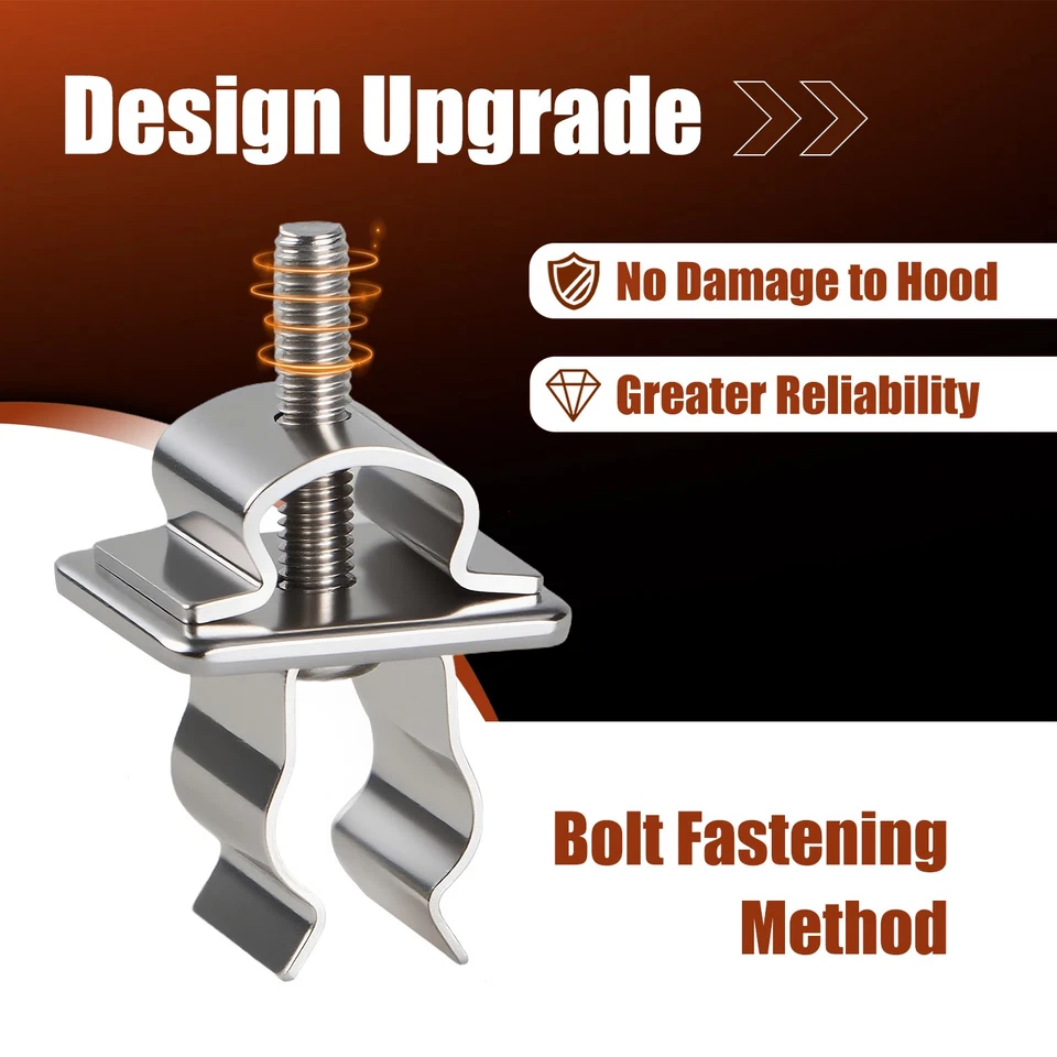 Clip de retención de varilla de hélice de capó de acero inoxidable para camioneta Dodge Ram 1500 2500 3500 1998-2003 Foto 3 de 4