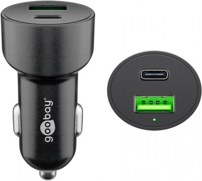 Goobay Dual-USB Auto-Schnellladegerät USB-C PD, 48W, Power Delivery,