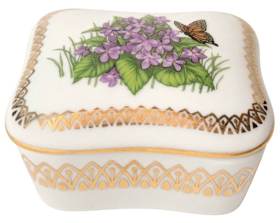 Vtg 1989 Heritage House Porcelain Music Box Violets Lara's Theme Japan Works