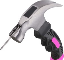 Claw Hammer 8oz Mini Claw Hammer Small Stubby Hammers Nails Tool (Pink)