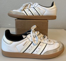 Adidas Samba White Black Gum Sneakers Youth US 4.5 / Women s 6 Used IH5585