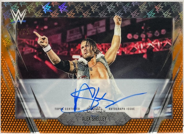 Alex Shelley 17/25 Autograph Ornage Topps Chrome WWE Logofractor 2026