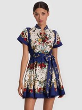 Alice + Olivia Lucy Gilded Rose Cotton Mini Shirt Dress 8 NWT