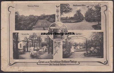 30984 Hannover Gasthaus Herrenhäuser Obstbaum Plantage Veranda Tennis-Platz 1921