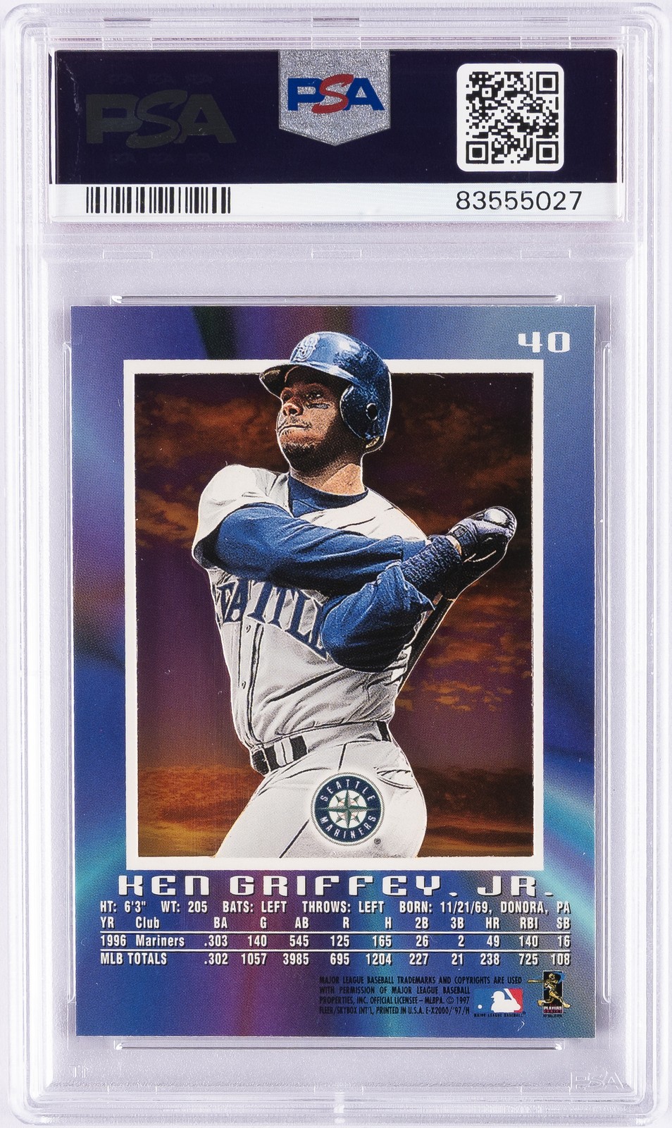 1997 SKYBOX E-X 2000 #40 KEN GRIFFEY JR. PSA 9 view 2