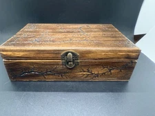 Rustic Wooden Lightning Fractal Burn Jewelry Storage Trinket Chest Keepsake Box
