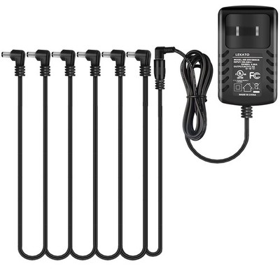6-In-1 Guitar Pedal Power Adapter DC 9V 1.5A Cables for Most Effect Pedal, 5FT
