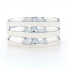 Sterling Silver Ribbed Statement Band - 925 Ring